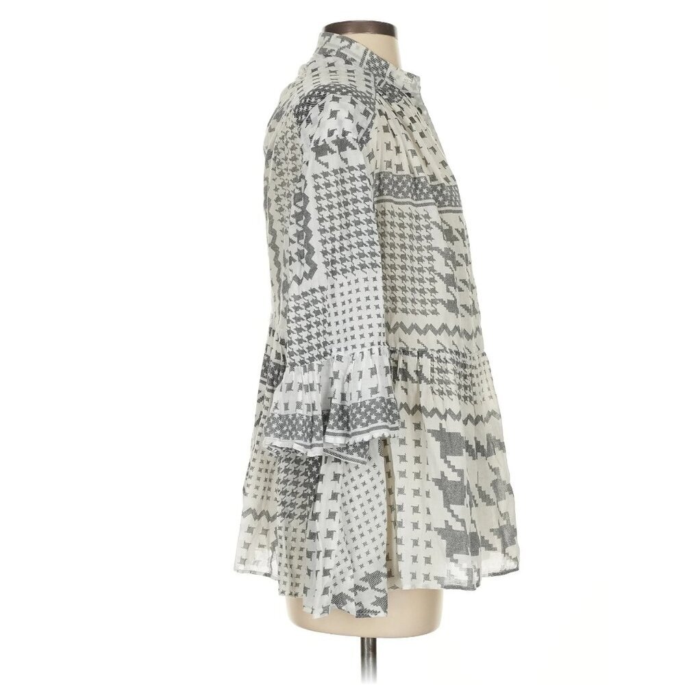 IRO Monochrome“Zofia” Black White Blouse Houndstooth Patchwork Like Light Top - Picture 3 of 6